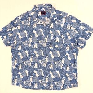UNTUCKit Yoti Button Down Shirt Mens XXXL 3XL Pineapples Cotton Linen Summer